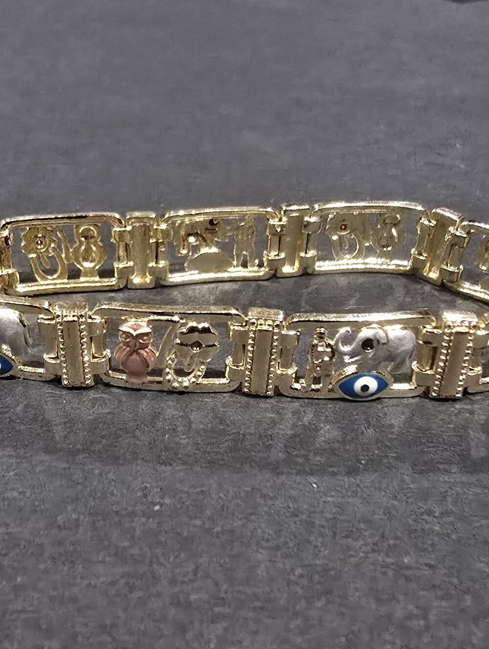 Gold-Tone Bracelet with Blue Evil Eye Accents - Women's Jewelry